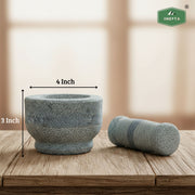 Kerala Traditional Mortar and Pestle Set for Spices – Stone Grinder for Herbs, Masalas - Small size