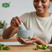 Kerala Traditional Mortar and Pestle Set for Spices – Stone Grinder for Herbs, Masalas - Small size